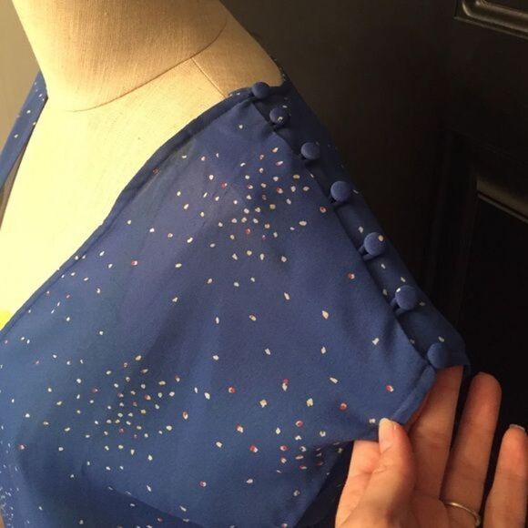 Lux Blue With Colorful Confetti Speckles Party Dress Size XS Runs Big! - Picture 4 of 4